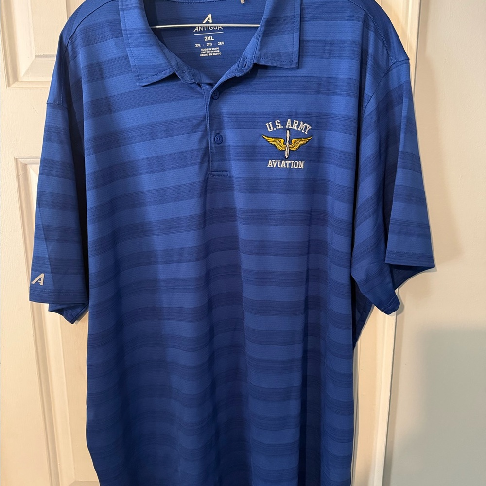 Antigua Blue Striped Polo Shirt